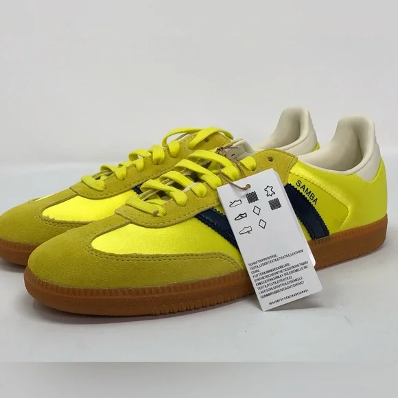 Adidas Women’s Samba OG Shock Yellow Night Indigo JI2594 - Size 10.5 - Picture 10 of 14